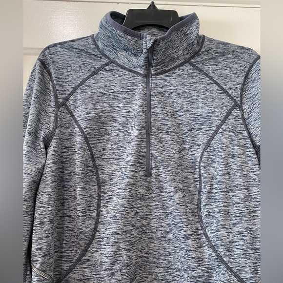 Zella workout muted blue grey marbled pullover sweatshirt top long sleeve - Picture 4 of 13
